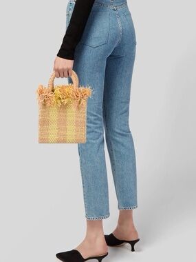 NWT Pamela Munson Pink/yellow Straw Tote
